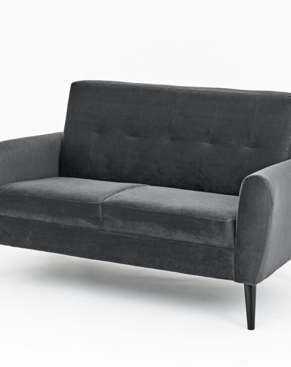 2 Seater Grey Matt Velvet Sofa