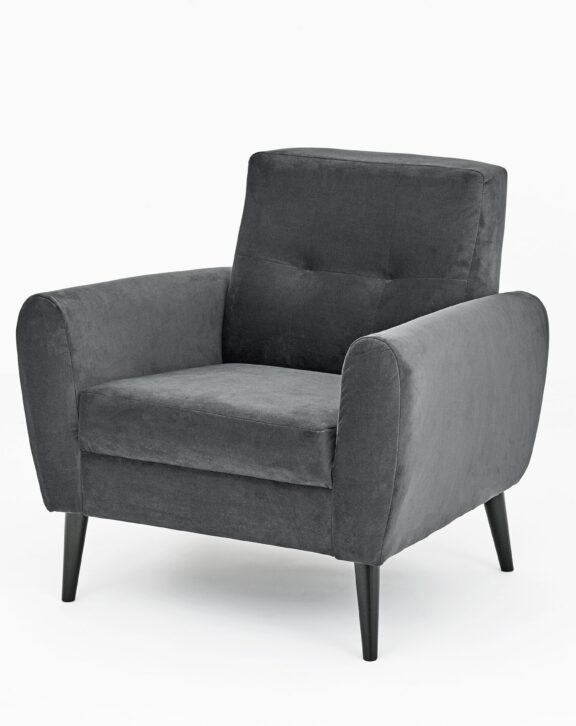 1 Seater Grey Matt Velvet Sofa