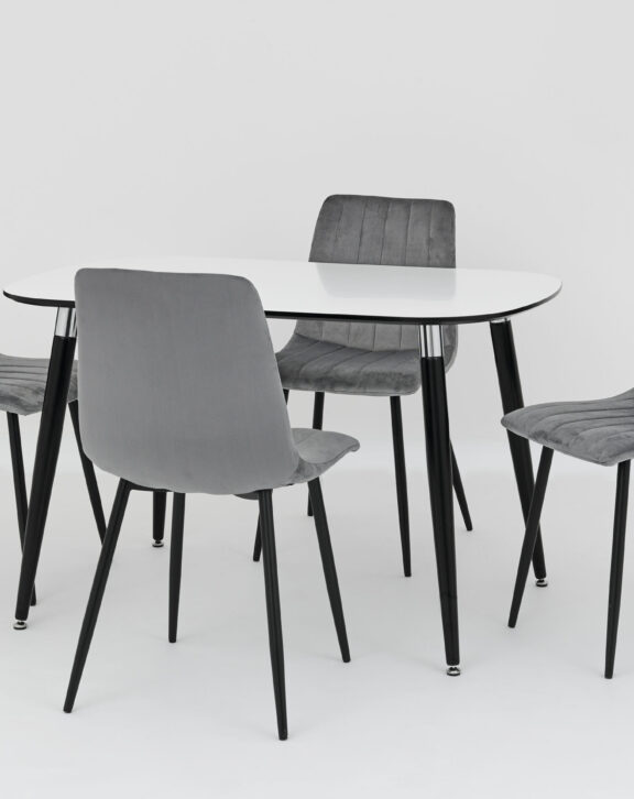 Harmony Fixed Top + 4 Liberty Grey Velvet Chairs