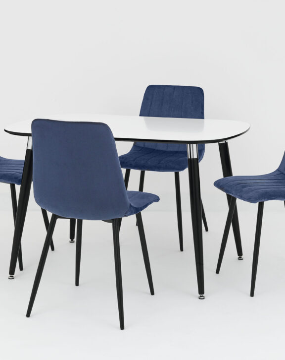 Harmony Fixed Top + 4 Liberty Navy Velvet Chairs