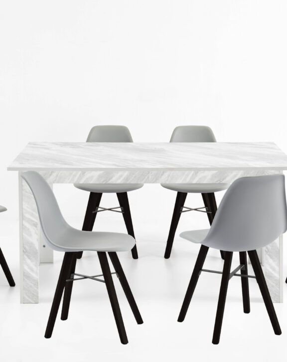 Malbourn Marble Table + 6 Kimberly Chairs