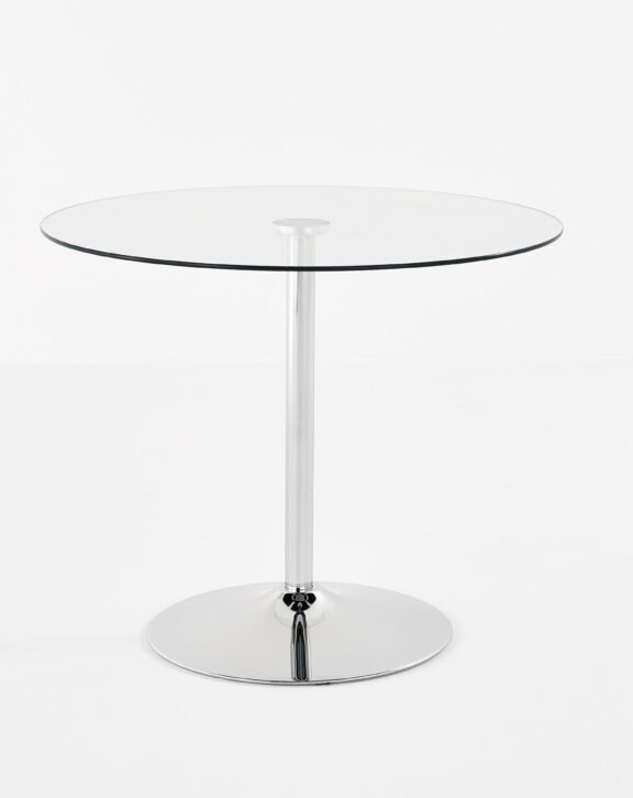 Verona Round Glass Table + 4 Madison Grey Chairs