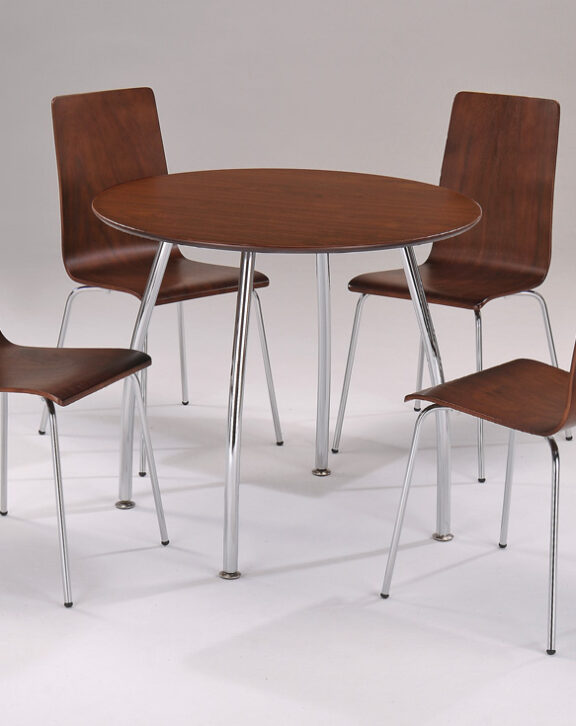 Walnut Round Set - Table With 4 Chairs